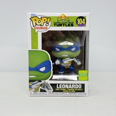 * 2ª MÃO * Funko POP! Retro Toys Power Rangers X Teenage Mutant Ninja Turtles Leonardo #104 2022 Summer Convention Limited Edition
