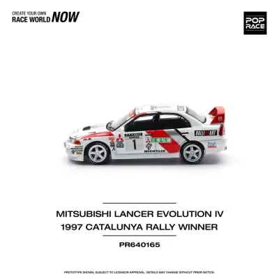 Diecast 1:64 Mitsubishi Lancer Evo IV #1 Winner Rally de Catalunya White / Red - Pop Race