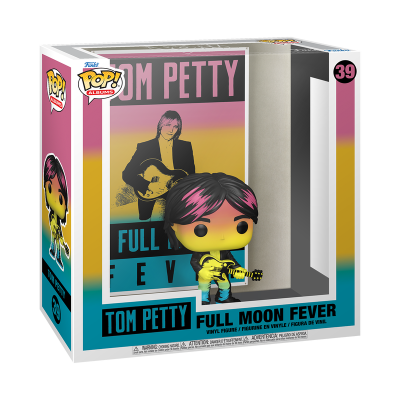 Funko Pop de Tom Petty com guitarra na caixa colorida Full Moon Fever