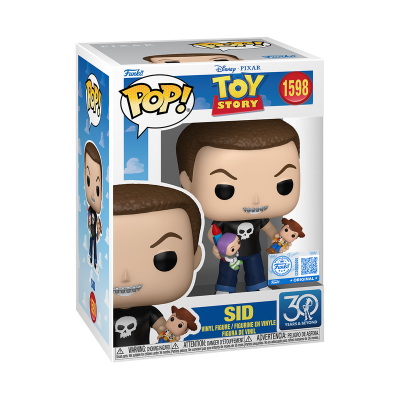 Figura Funko Pop Sid de Toy Story na embalagem