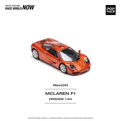 Miniatura carro McLaren F1 laranja metálico 1:64