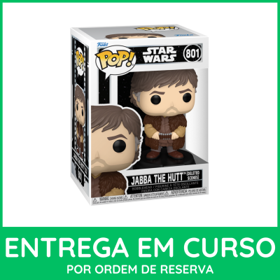 Figura Funko Pop Star Wars Jabba The Hutt em caixa com fundo verde e texto de entrega.