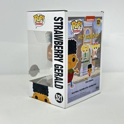 Caixa branca de Funko Pop! com personagem Strawberry Gerald da série Hey Arnold!, número 521.