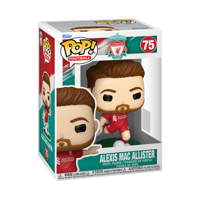 Figura em vinil Pop! Football Alexis Mac Allister Liverpool FC na embalagem