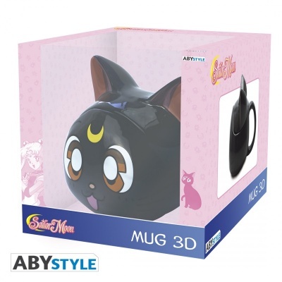 Caixa de caneca 3D com design de gato preto de Sailor Moon