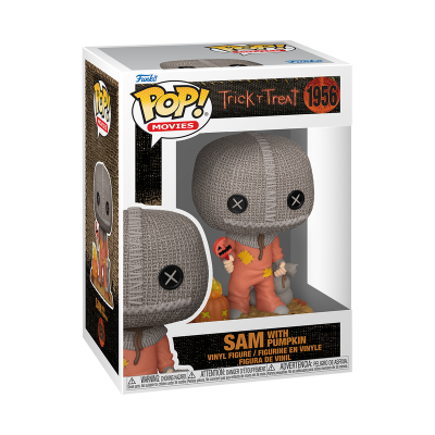 Figura Funko Pop SAM com abóbora em caixa de embalagem