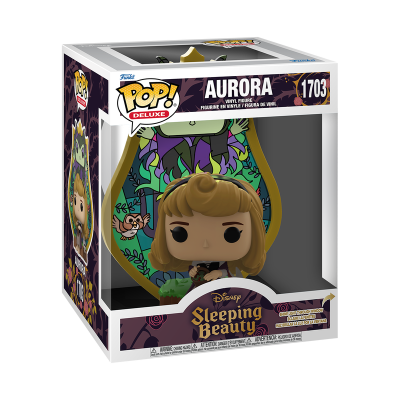 Figura Funko Pop Deluxe Aurora Disney Sleeping Beauty em caixa transparente