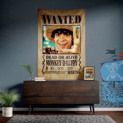 Wall Banner One Piece Netflix Monkey D. Luffy Wanted Poster