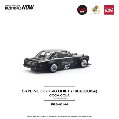 Diecast 1:64 Nissan Skyline GT-R V8 Drift Hakosuka Coca-Cola Zero Chrome Black - Pop Race