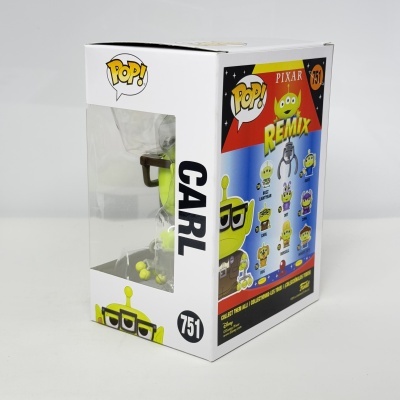 Figura Funko Pop Carl Pixar Remix na embalagem branca com janela transparente