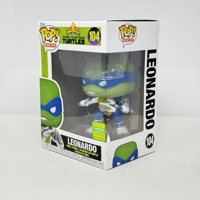 * 2ª MÃO * Funko POP! Retro Toys Power Rangers X Teenage Mutant Ninja Turtles Leonardo #104 2022 Summer Convention Limited Edition