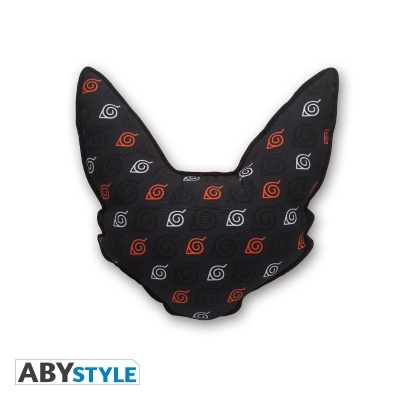 Almofada em forma de orelhas com padrão de símbolos espiral coloridos