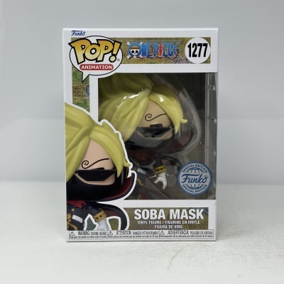Figura Funko Pop! Soba Mask One Piece na embalagem.