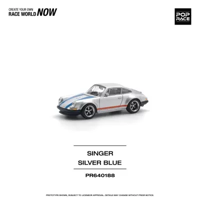 Diecast 1:64 Porsche Singer Silver / Blue - Pop Race