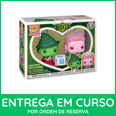 Caixa de figuras chaveiro Pocket Pop! Wicked com Elphaba Thropp e Glinda Upland em vinil