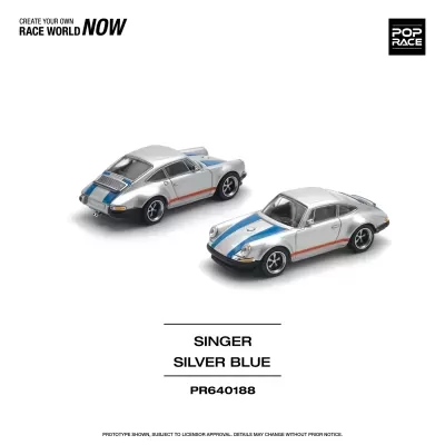 Diecast 1:64 Porsche Singer Silver / Blue - Pop Race