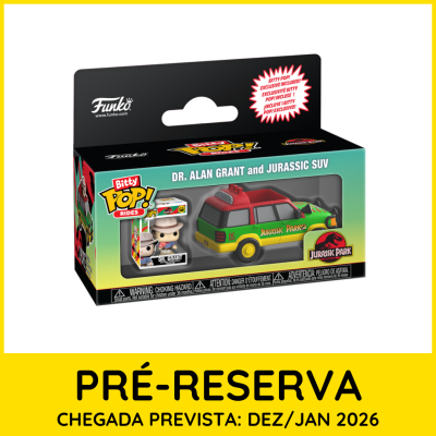 * PRÉ-RESERVA * Bitty POP! Rides Jurassic Park Dr. Alan Grant and Jurassic SUV