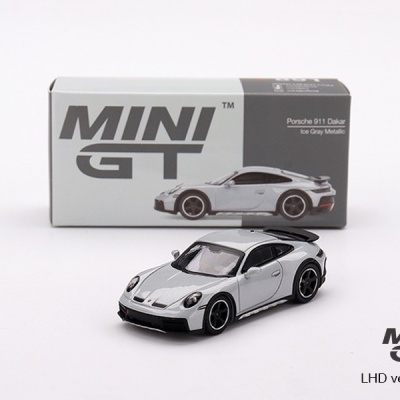 Miniatura de Porsche 911 Dakar cinza com caixa
