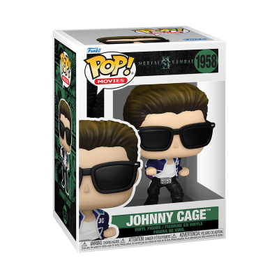Figura de vinil POP! Movies Johnny Cage Mortal Kombat na caixa