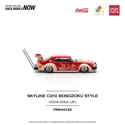 Diecast 1:64 Nissan Skyline C210 Kaido Racer (Bosozoku Style) Coca-cola JP Red / White - Pop Race
