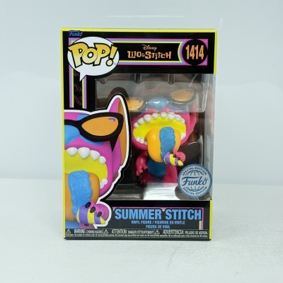 * 2ª MÃO * Funko POP! Disney Lilo & Stitch Summer Stitch #1414 Black Light SE