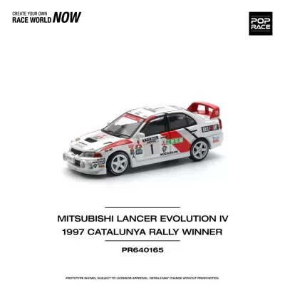 Diecast 1:64 Mitsubishi Lancer Evo IV #1 Winner Rally de Catalunya White / Red - Pop Race