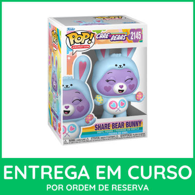 Figura Funko Pop! Care Bears Share Bear Bunny azul em embalagem colorida