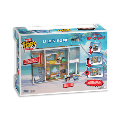 Miniatura da casa Lilo's Home da Funko Bitty Pop! com personagens da Disney Lilo & Stitch