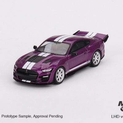 Miniatura de carro desportivo roxo com riscas brancas
