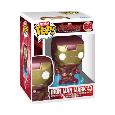 Figura de vinil Iron Man Mark 43 Bitty Pop! na embalagem