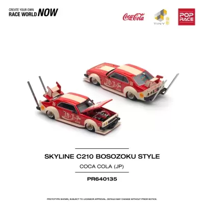 Diecast 1:64 Nissan Skyline C210 Kaido Racer (Bosozoku Style) Coca-cola JP Red / White - Pop Race
