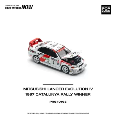 Diecast 1:64 Mitsubishi Lancer Evo IV #1 Winner Rally de Catalunya White / Red - Pop Race