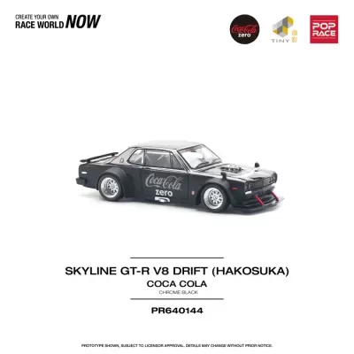 Diecast 1:64 Nissan Skyline GT-R V8 Drift Hakosuka Coca-Cola Zero Chrome Black - Pop Race