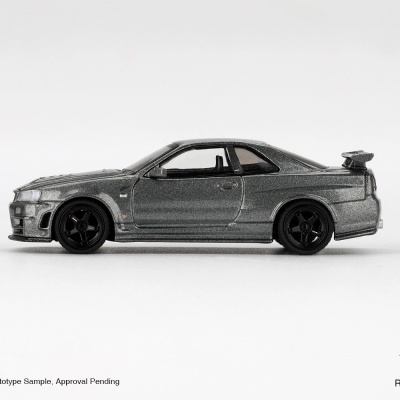 Diecast 1:64 Nissan Skyline GTR (R34) Dark Metal Gray Nismo CRS 1999 - Mini GT