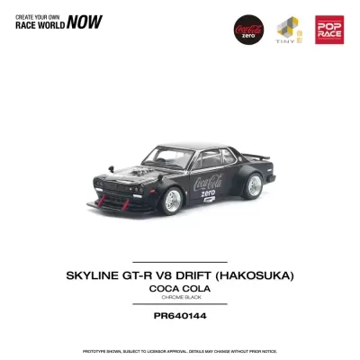 Diecast 1:64 Nissan Skyline GT-R V8 Drift Hakosuka Coca-Cola Zero Chrome Black - Pop Race