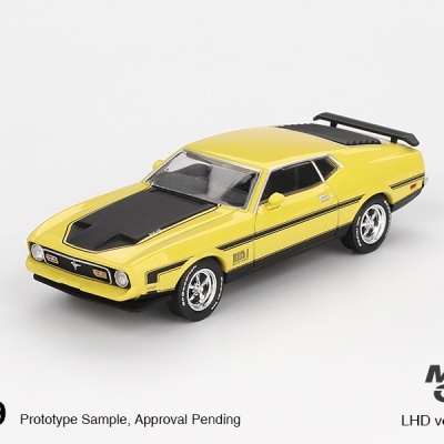 Diecast 1:64 Ford Mustang Mach 1 Grabber Yellow 1971 - Mini GT