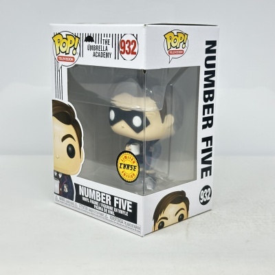 Figura de vinil Number Five da série The Umbrella Academy em caixa transparente