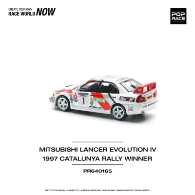 Diecast 1:64 Mitsubishi Lancer Evo IV #1 Winner Rally de Catalunya White / Red - Pop Race