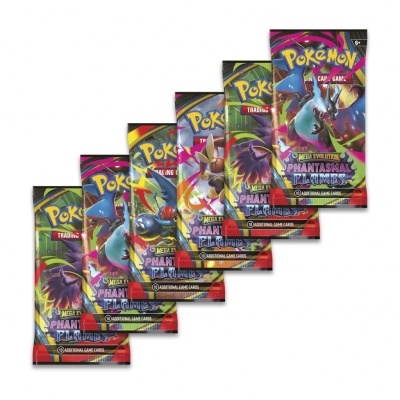 Pacotes do jogo de cartas Pokémon Mega Evolution Phantasmal Flames