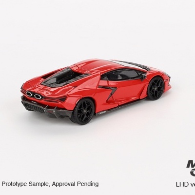 miniatura de carro desportivo vermelho sobre fundo branco com texto