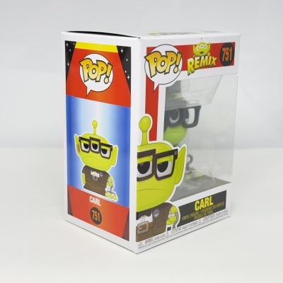 Figura Pop! Remix de vinil do Carl em embalagem transparente com etiquetas coloridas