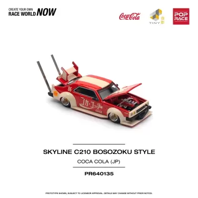 Diecast 1:64 Nissan Skyline C210 Kaido Racer (Bosozoku Style) Coca-cola JP Red / White - Pop Race