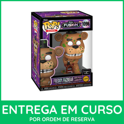 Funko Pop Freddy Fazbear com lançador de pizza na caixa