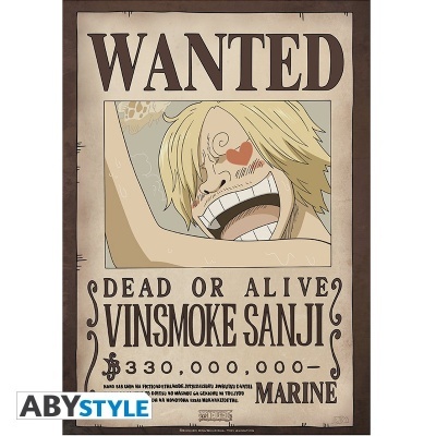 Cartaz de procurado vintage com personagem de desenho animado Vinsmoke Sanji