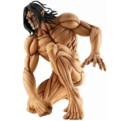 Figura de personagem detalhada com pele bronzeada e cabelos pretos em pose agachada