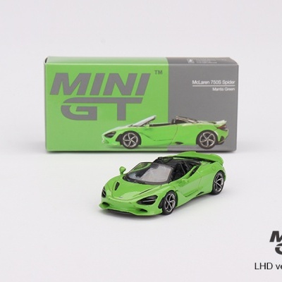 Miniatura de McLaren 765LT Spider verde com caixa MINI GT