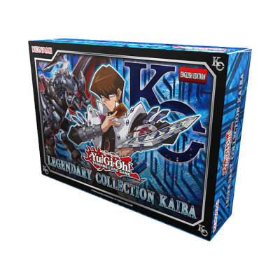 Caixa do jogo de cartas Yu-Gi-Oh! Legendary Collection Kaiba com personagem e dragão mecânico