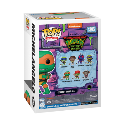 Embalagem da Funko Pop! Michelangelo Teenage Mutant Ninja Turtles Mutant Mayhem