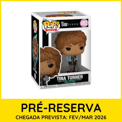 Funko Pop Tina Turner modelo 492 com microfone em caixa transparente