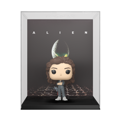 Boneco Funko Pop Alien em caixa transparente com fundo preto e ovo alienígena